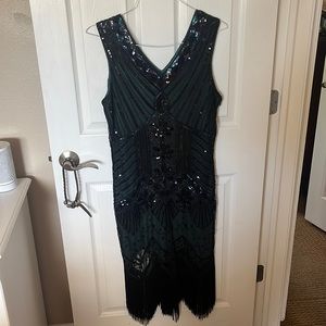 20s theme beaded fringe dress